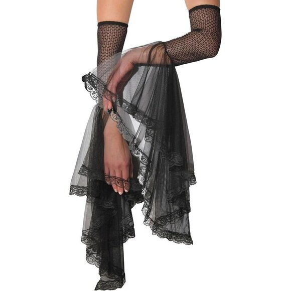 Accessories - Women's Black Lace Gauntlets Costume Accessory Stylish Arm-Warmers Elegant